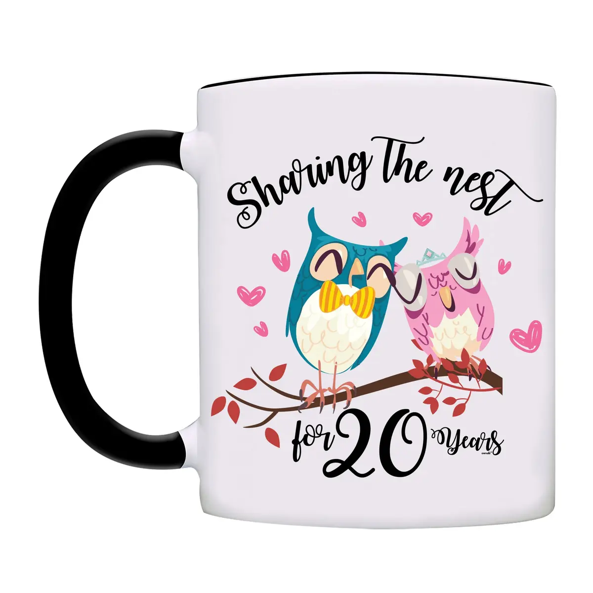 owndis Mug Sharing The Nest for 20 Years | Anniversary Couple Mug 11oz Black - view 2