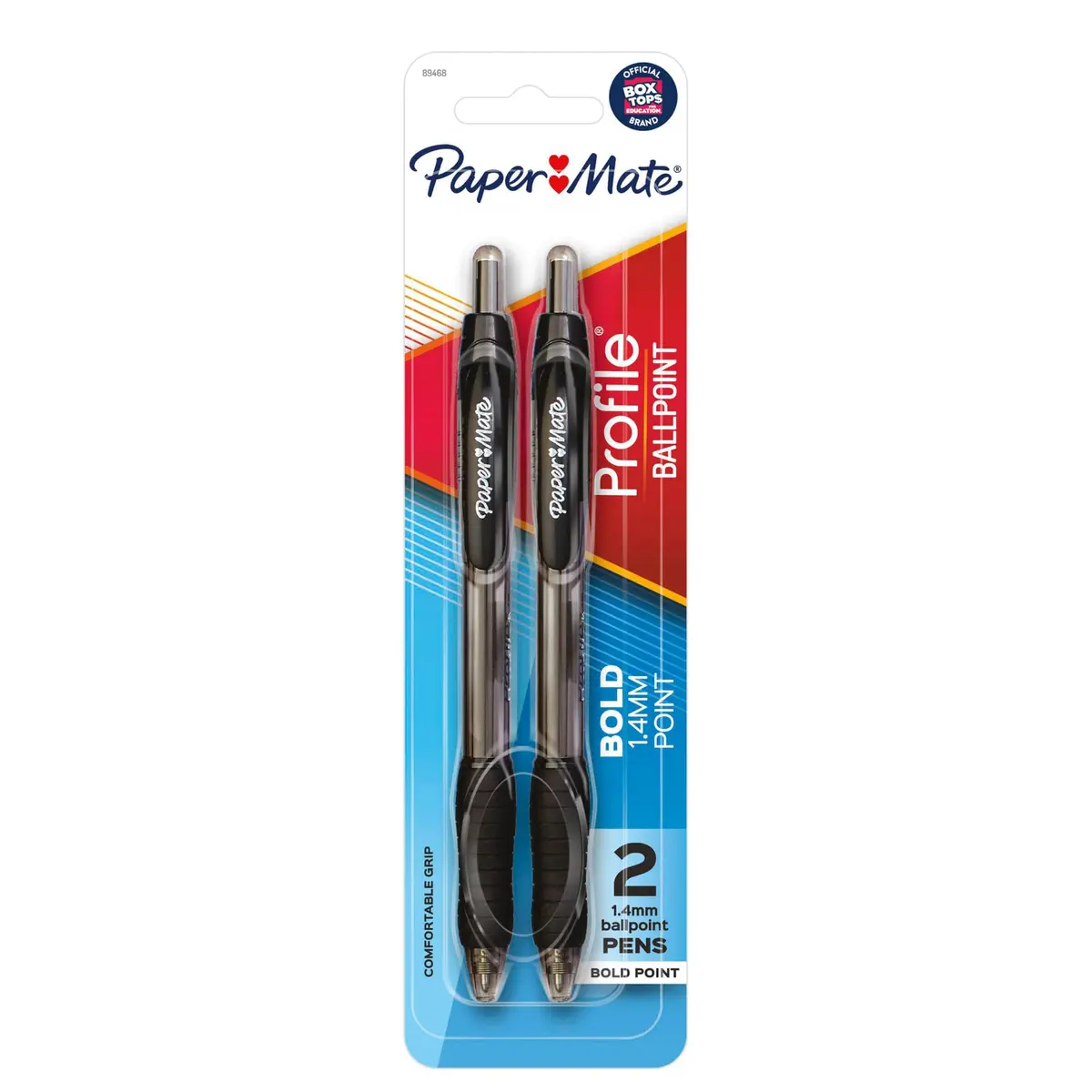 Paper Mate Profile Retractable Ballpoint Pen 2-Pack | Bold Black Ink, 1.4mm Line Width, Refillable, Office & School Supplies - main product image