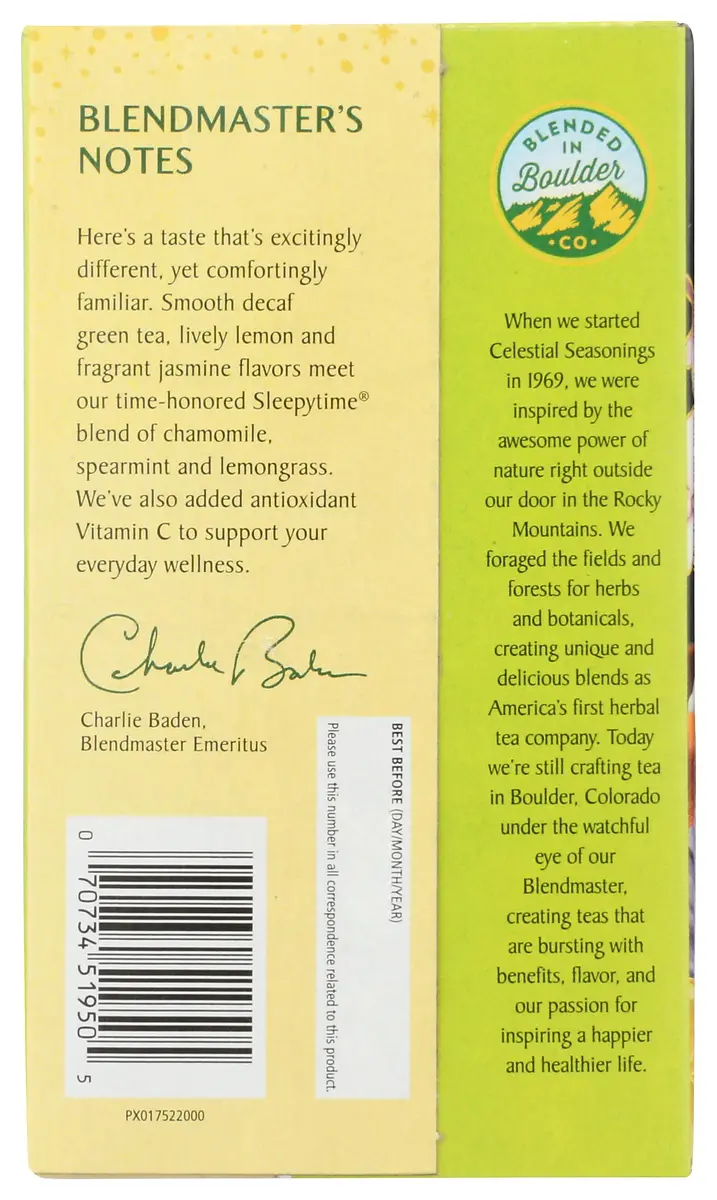 Celestial Seasonings Green Tea Sleepytime Decaf Lemon Jasmine 20 Count | Soothing Herbal Blend with Vitamin C - view 2