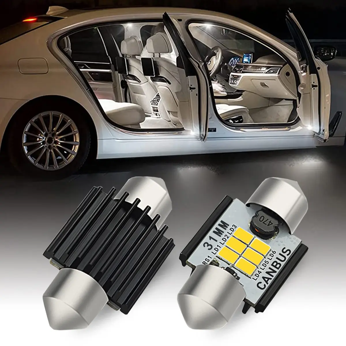AUXITO Upgraded 31mm Festoon LED Bulbs 1.25 inch (2-Pack, Xenon White) | CANbus Error Free Interior & Exterior Lighting - main product image