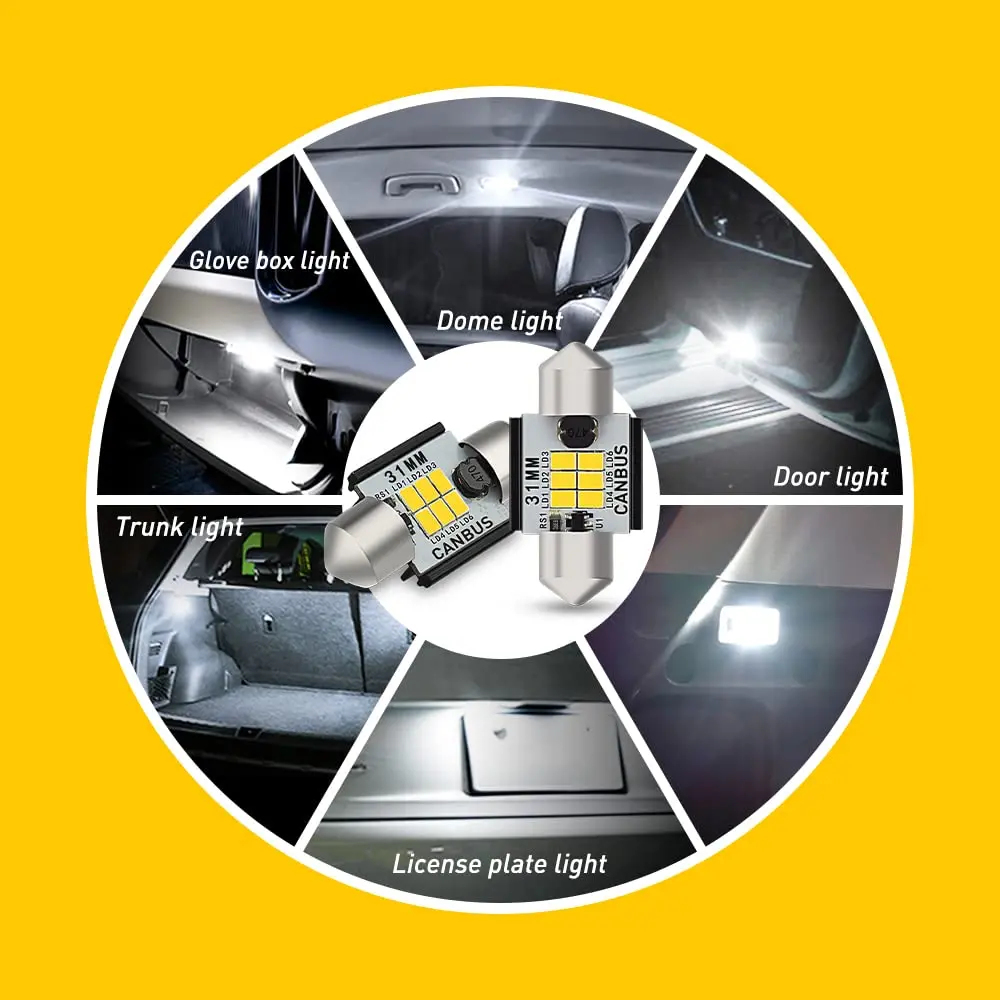 AUXITO Upgraded 31mm Festoon LED Bulbs 1.25 inch (2-Pack, Xenon White) | CANbus Error Free Interior & Exterior Lighting - view 3