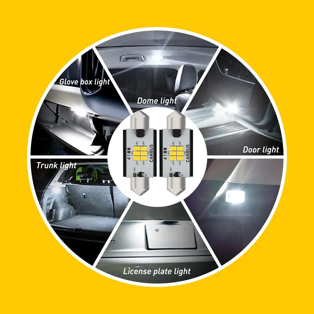 AUXITO 41mm Festoon LED Bulbs Xenon White (1.65 inch / 41mm) | CANbus Error Free Interior Car Lights - view 3