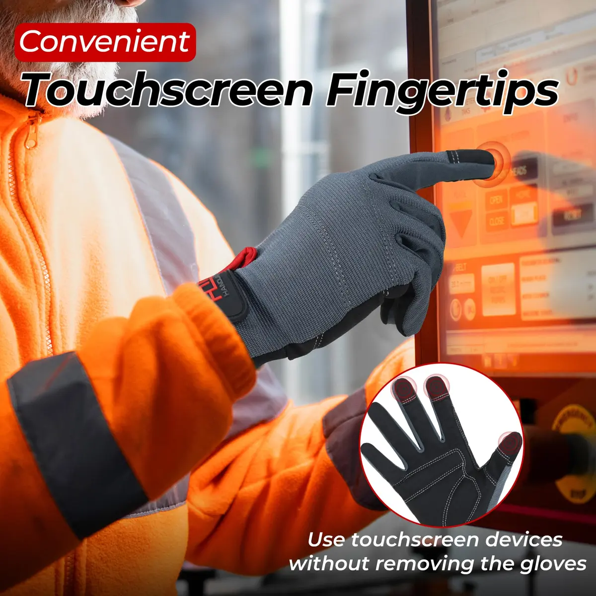 HANDLANDY Work Gloves for Men & Women, Utility Mechanic Touch Screen, Flexible Gardening Gloves (X-Large, 1 Pair) - view 4