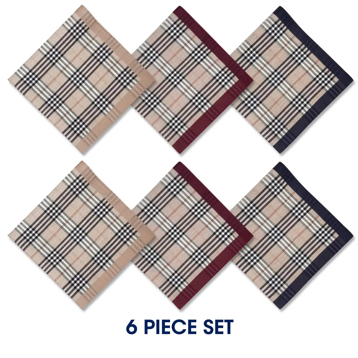 Selected Hanky Handkerchiefs for Men 16x16 Inch, Soft Cotton, 6 Piece Gift Set - view 4