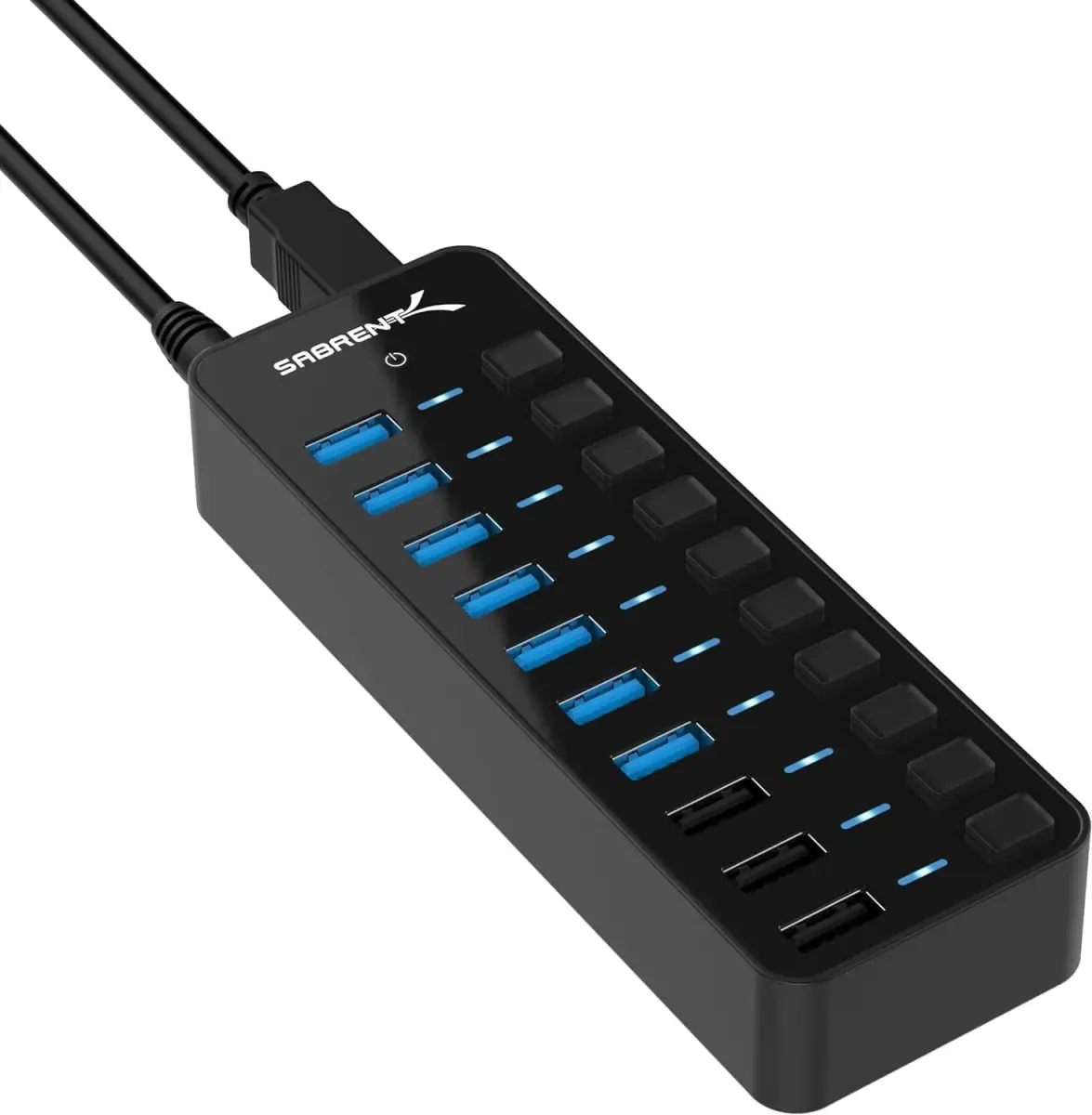 Sabrent 10-Port Powered USB 3.0 Hub with 3 Smart Charging Ports & 60W Adapter | Expands Connectivity for PC, Mac, Linux - main product image