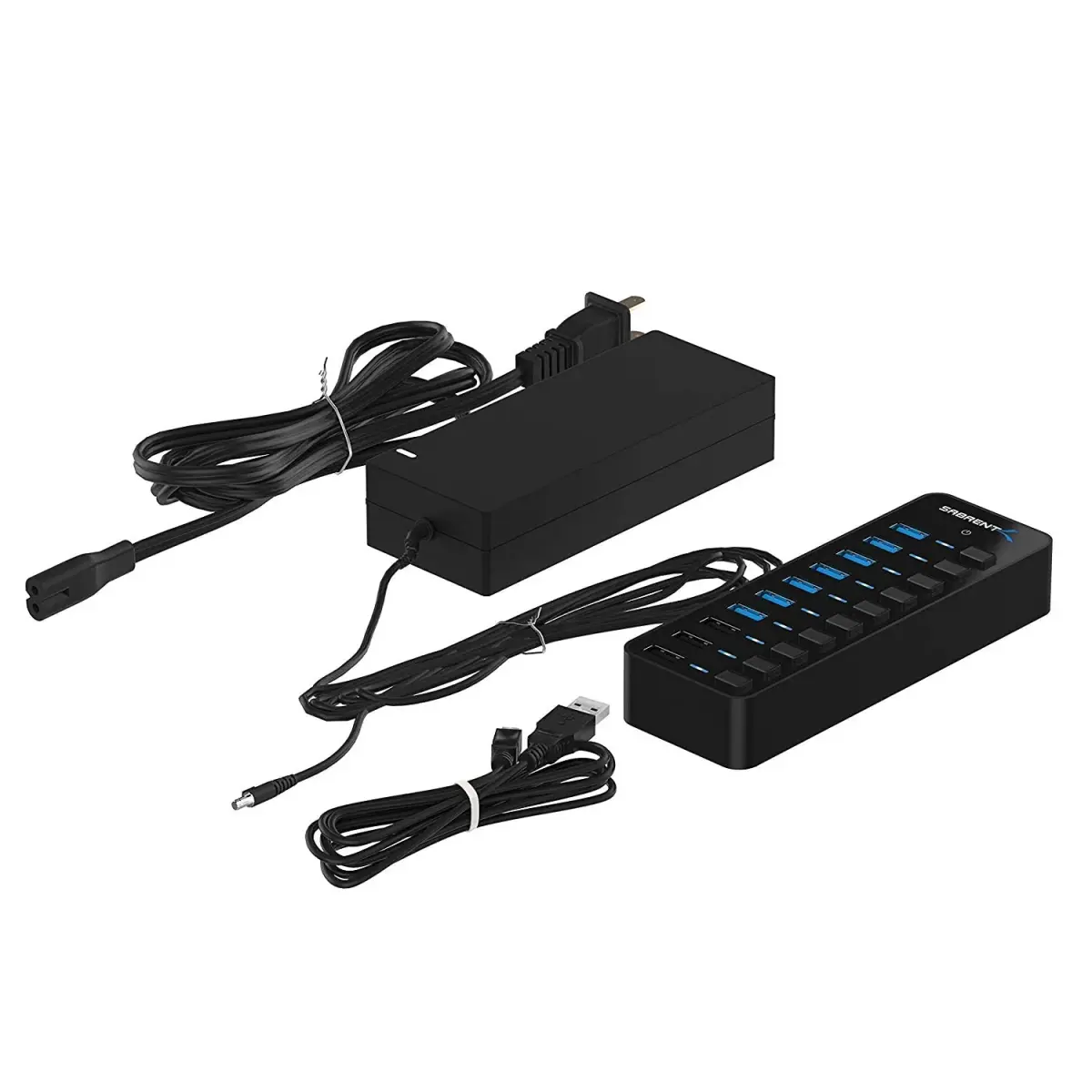 Sabrent 10-Port Powered USB 3.0 Hub with 3 Smart Charging Ports & 60W Adapter | Expands Connectivity for PC, Mac, Linux - view 8
