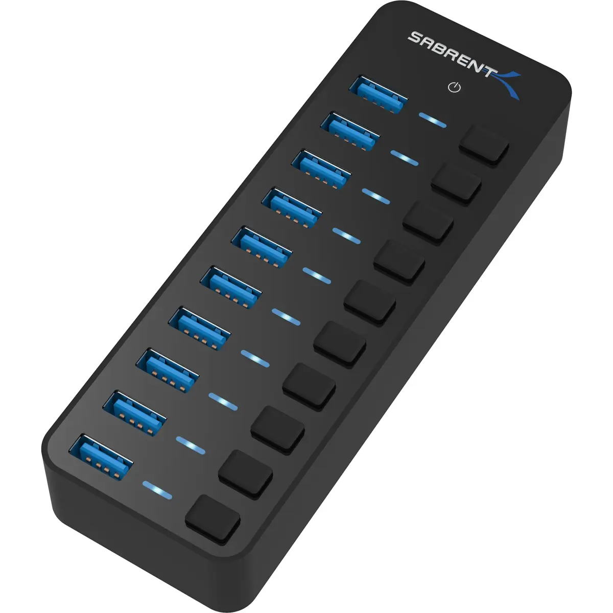 Sabrent 10-Port 60W Powered USB 3.0 Hub with Individual Switches & LEDs | Expands Connectivity for PC & Mac - main product image