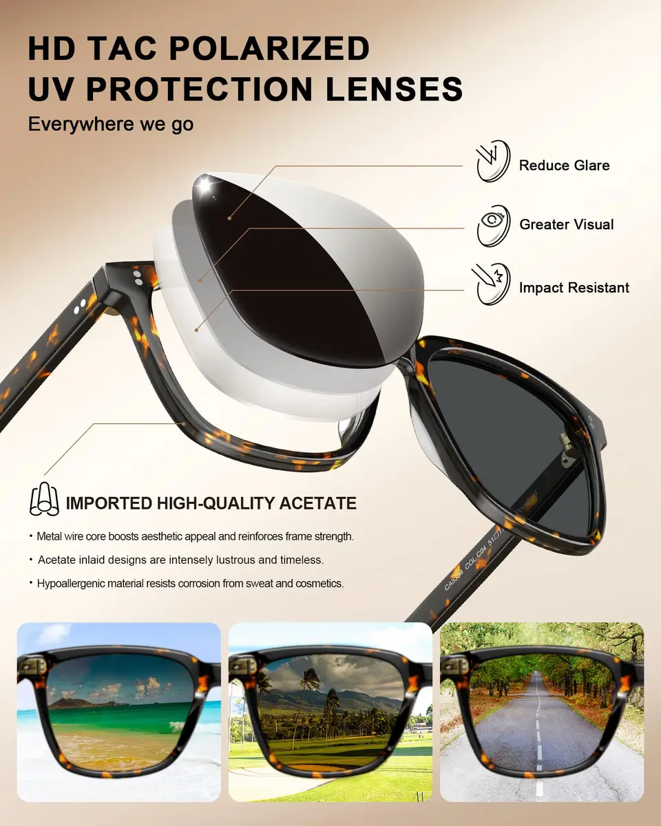 CARFIA Acetate Polarized Sunglasses for Women UV400 Protection CA5354 | Stylish, Durable & UV Safe - view 4