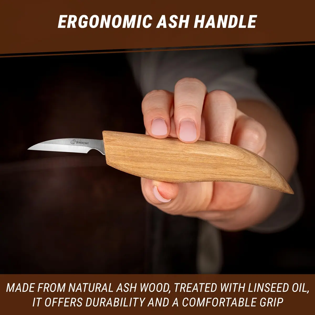 BeaverCraft Wood Chip Carving Knife C8 1.8" | Fine Detail Wood Carving Tool for Beginners & Kids - view 7