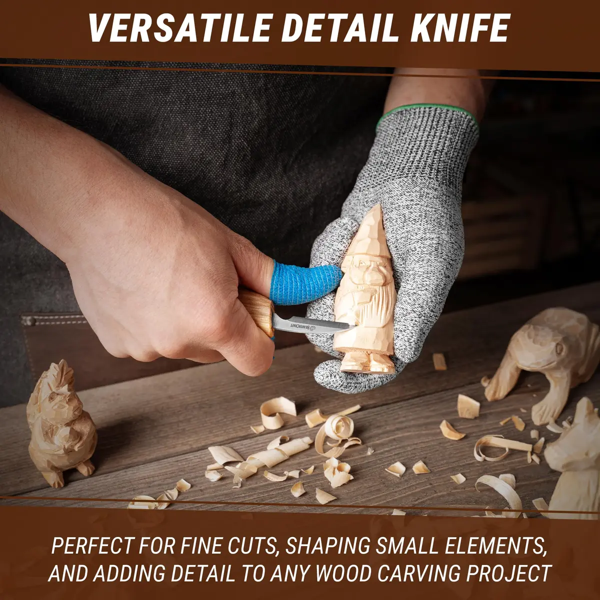 BeaverCraft Wood Chip Carving Knife C8 1.8" | Fine Detail Wood Carving Tool for Beginners & Kids - view 3