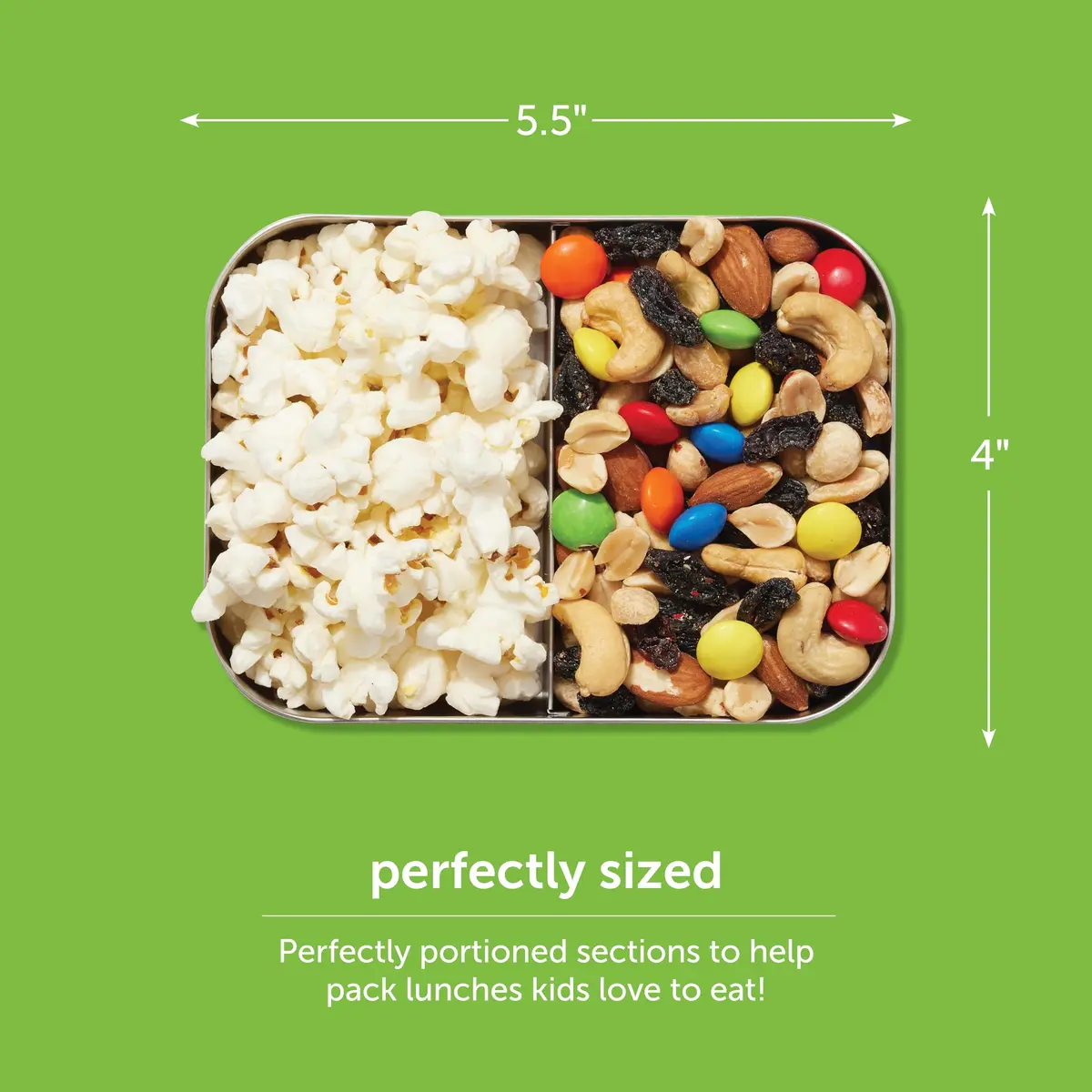 LunchBots Small Stainless Steel Kids Bento Box 4-Section 16oz | Compact, Durable & Safe for Kids - view 4