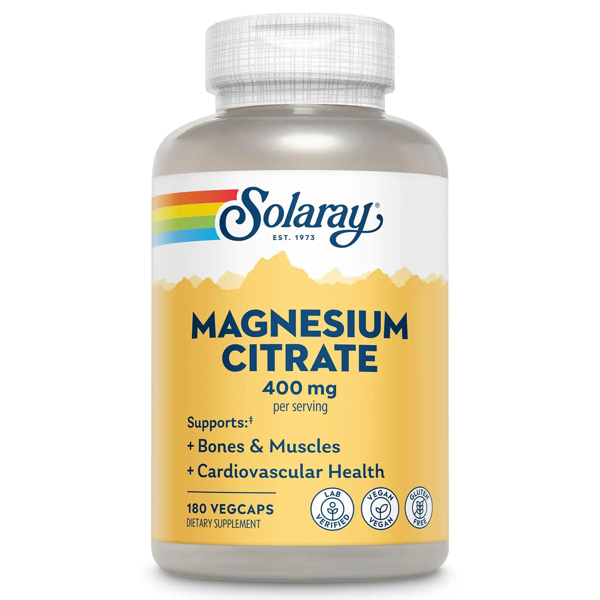 Solaray Magnesium Citrate 400mg | Vegan Capsules for Bone & Muscle Support in India - main product image
