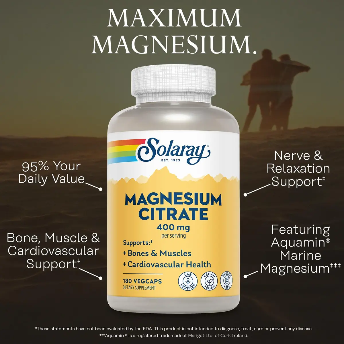 Solaray Magnesium Citrate 400mg | Vegan Capsules for Bone & Muscle Support in India - view 3