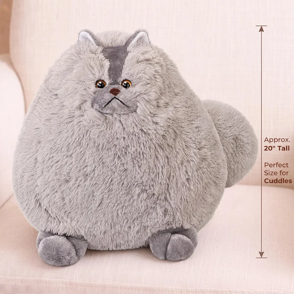 Winsterch Giant Gray Cat Plush 20-Inch | Soft, Fluffy & Perfect for Cuddles - view 4