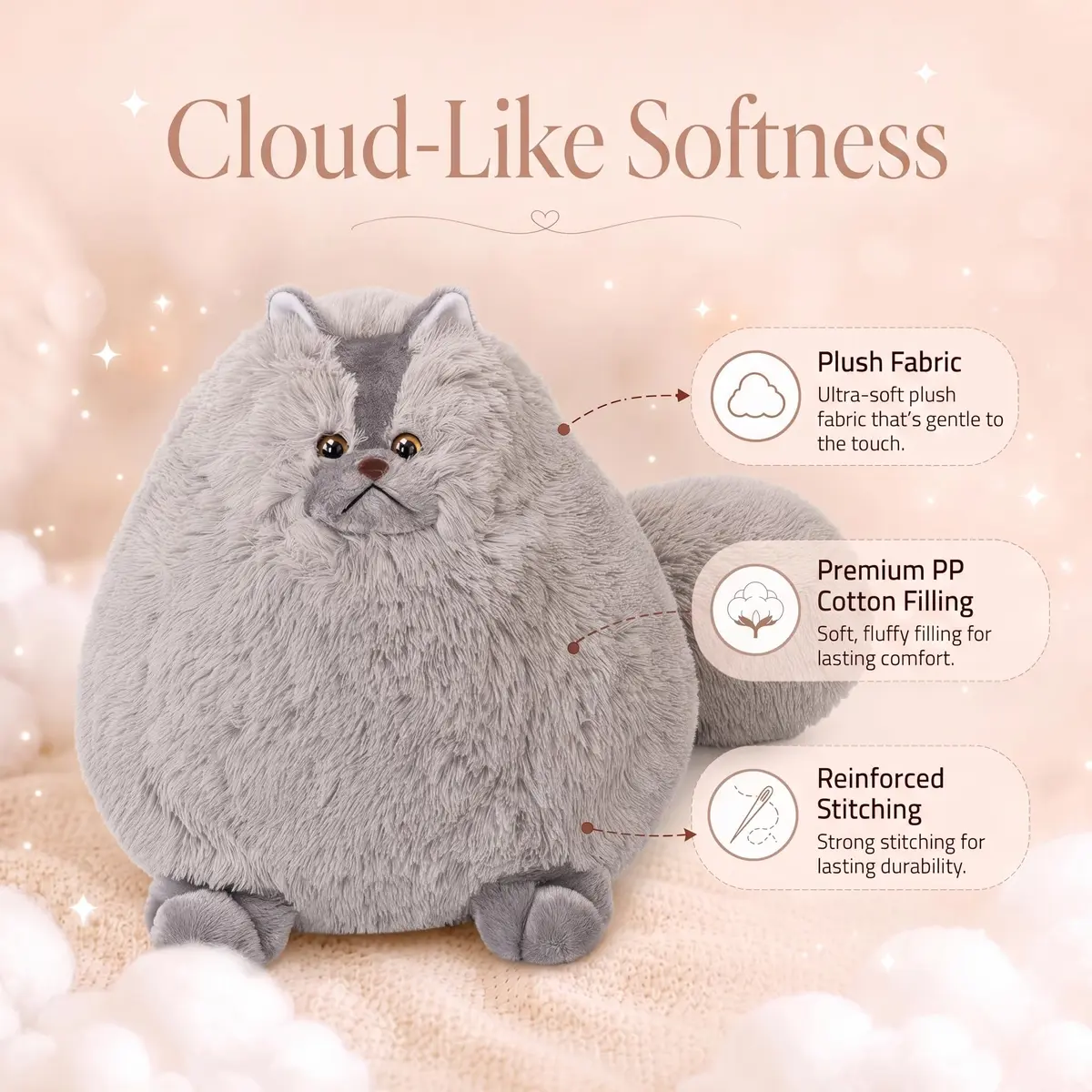 Winsterch Giant Gray Cat Plush 20-Inch | Soft, Fluffy & Perfect for Cuddles - view 5