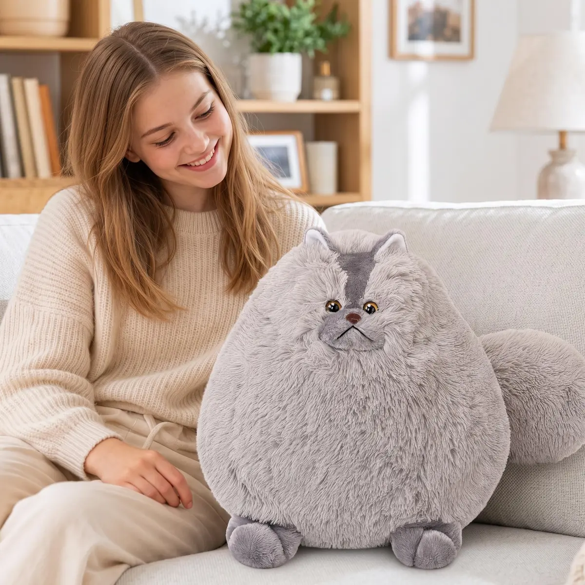 Winsterch Giant Gray Cat Plush 20-Inch | Soft, Fluffy & Perfect for Cuddles - view 3