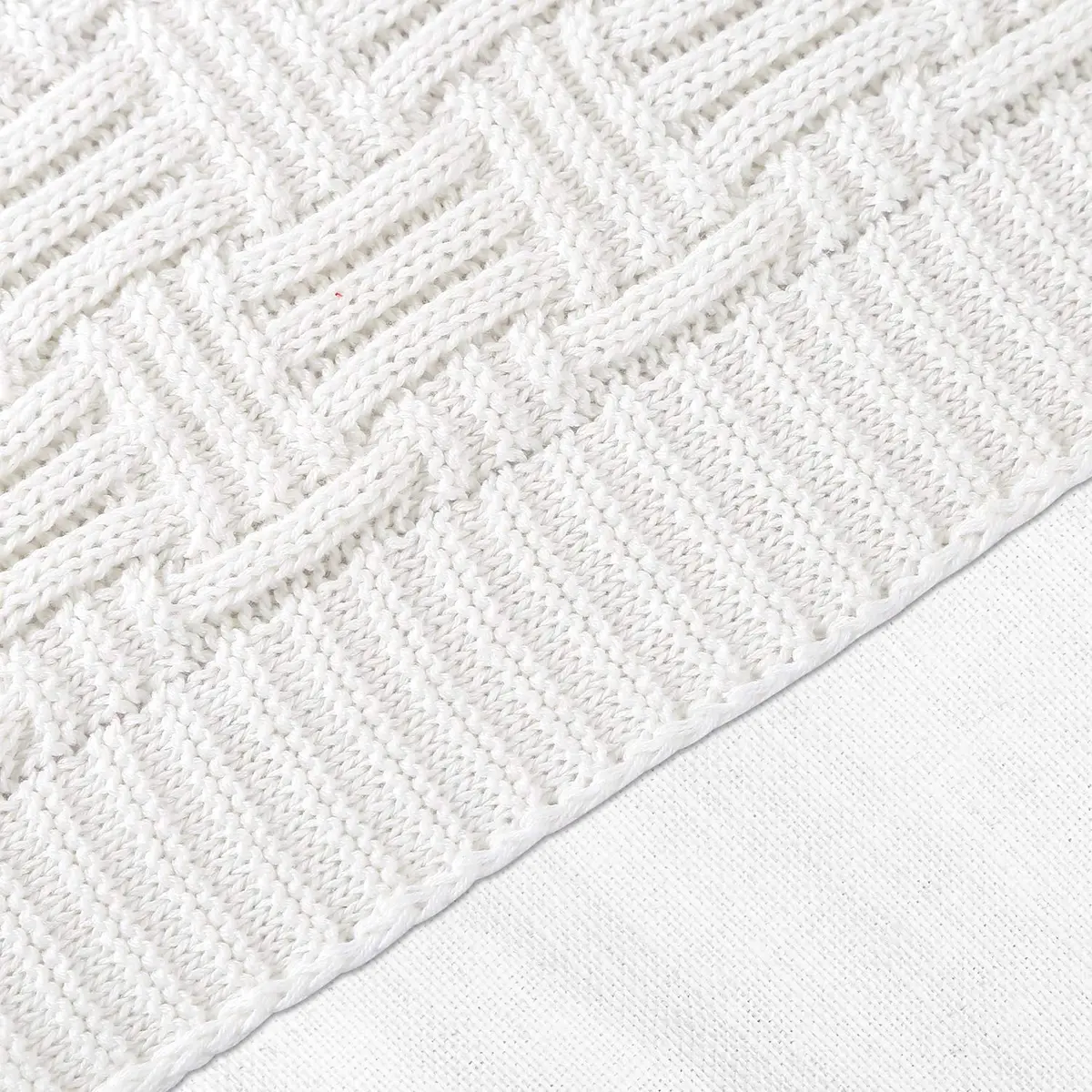 Longhui bedding Pure White Cotton Cable Knit Throw Blanket 50x60 Inch | Cozy, Durable & All-Season - view 3