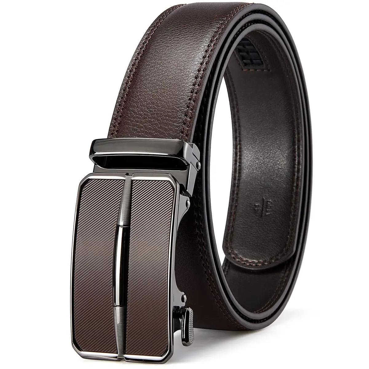 BOSTANTEN Ratchet Mens Belt Leather Trim to Fit 1 3/8" (3.5 cm) Gift Boxed | Adjustable Automatic Buckle for Dress & Casual Wear - main product image