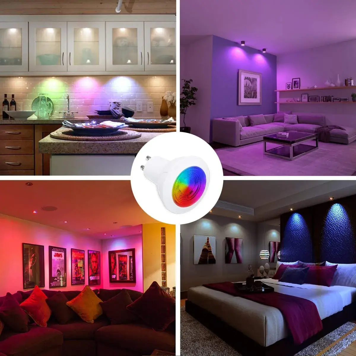 ILC GU10 LED Color Changing Light Bulb 5W RGB + 2700K Warm White, 450 Lumens, 45° Beam Angle, Pack of 8 | Dimmable with Remote Control - view 7