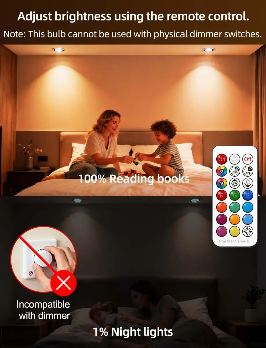 ILC GU10 LED Color Changing Light Bulb 5W (450 Lumens) with Remote Control, Pack of 4 | 12 Colors, 2700K Warm White - view 6