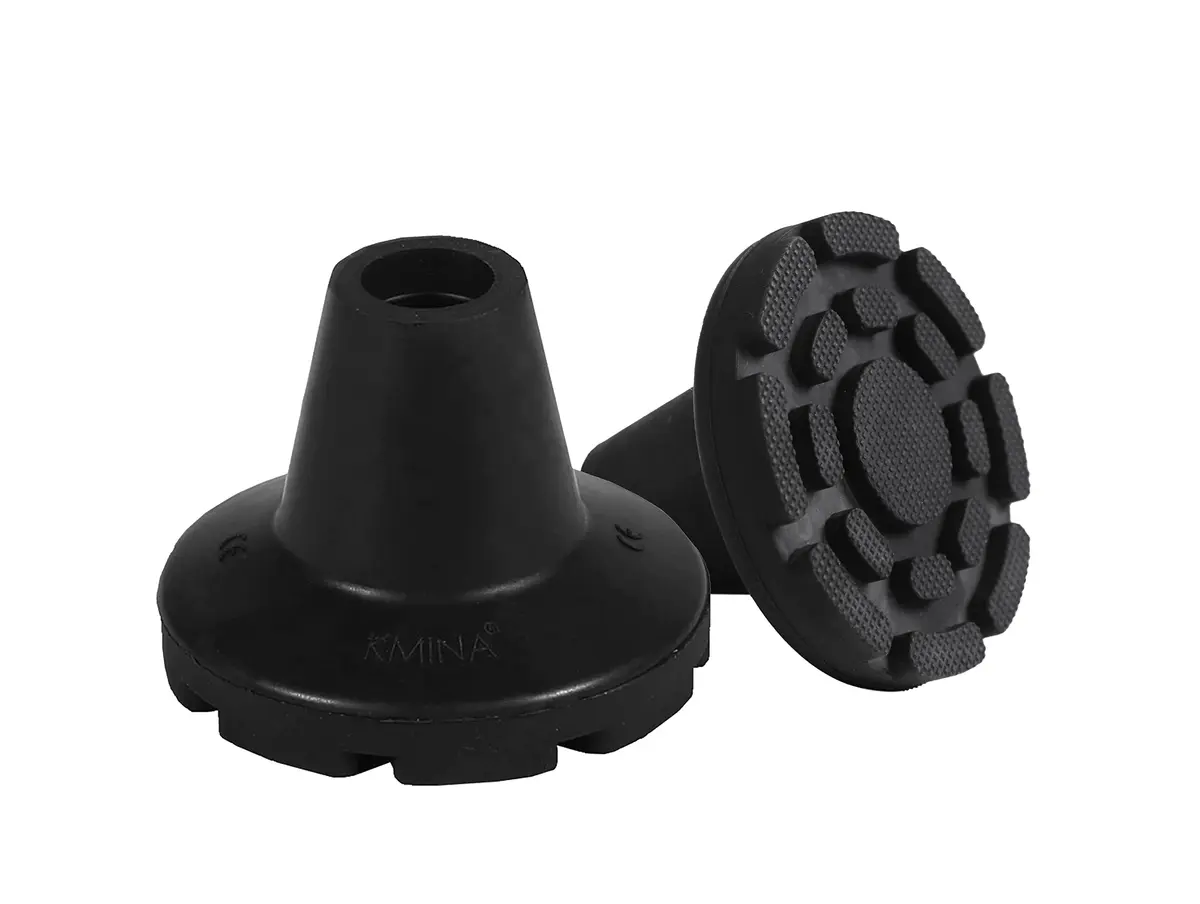 KMINA All Terrain Crutch Tips 7/8 Inch (2.22 cm) - Pack of 2 | Non-Slip Rubber with Steel Ring - main product image