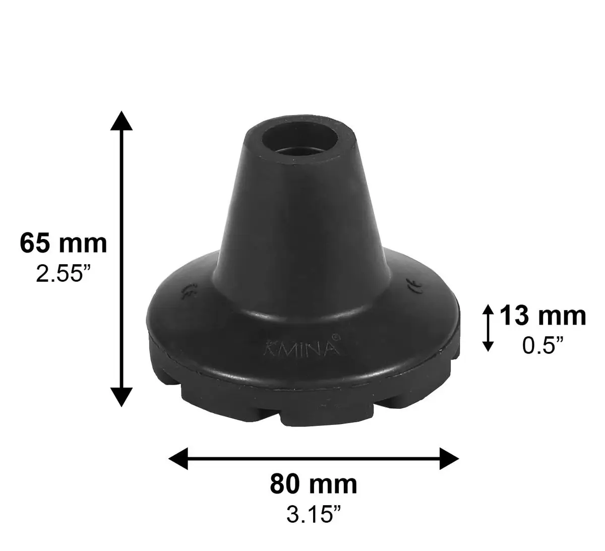 KMINA All Terrain Crutch Tips 7/8 Inch (2.22 cm) - Pack of 2 | Non-Slip Rubber with Steel Ring - view 4
