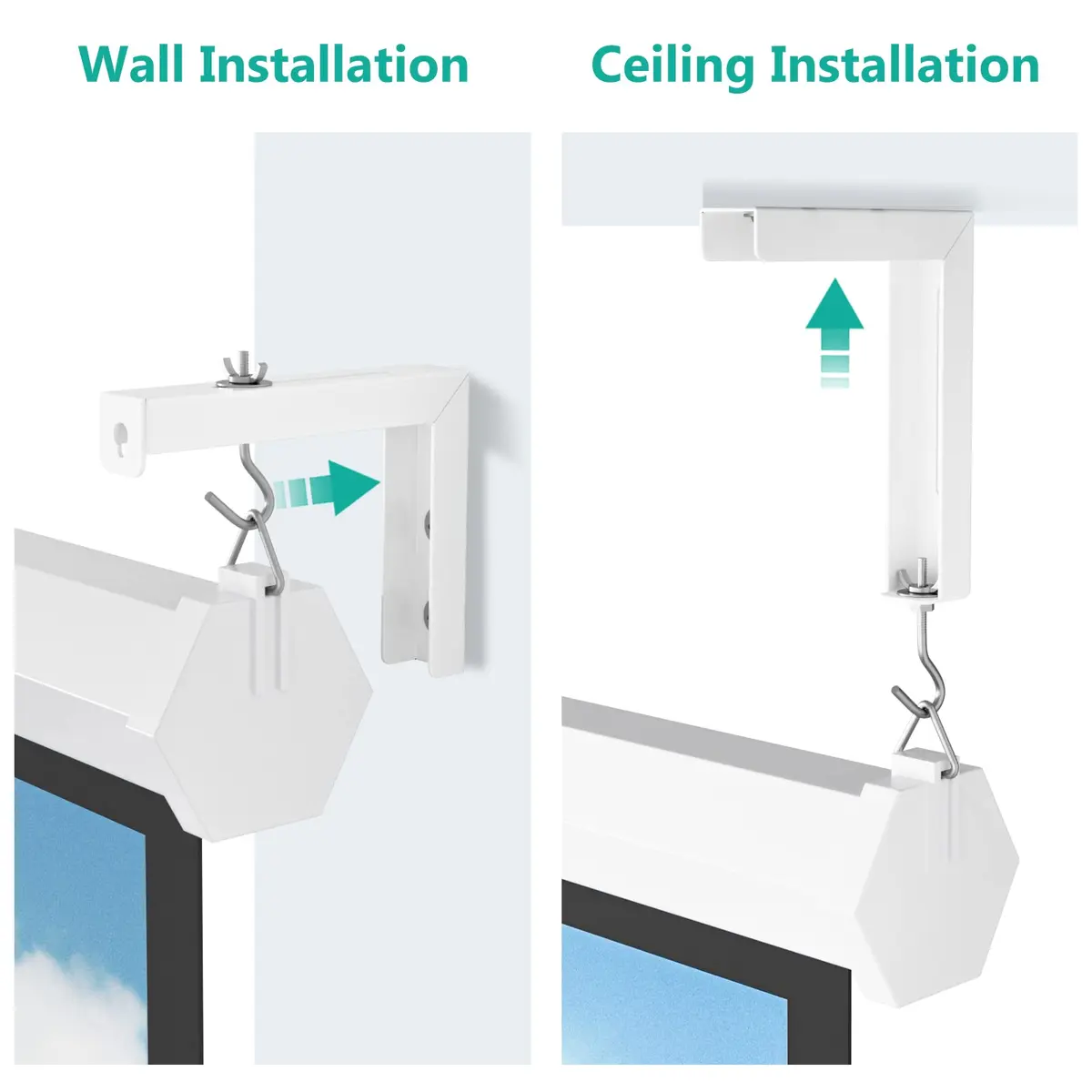 WALI Universal Projector Screen Ceiling Mount, Holds up to 66 lbs | 30kg Capacity L-Brackets - view 6