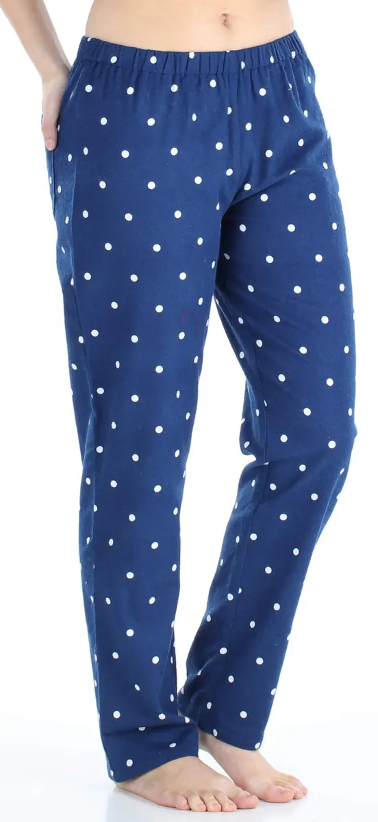 PajamaMania Women's Cotton Flannel Pajama Set, Navy Polka Dot, Medium | Relaxed Fit, Warm & Soft for Indian Nights - view 3