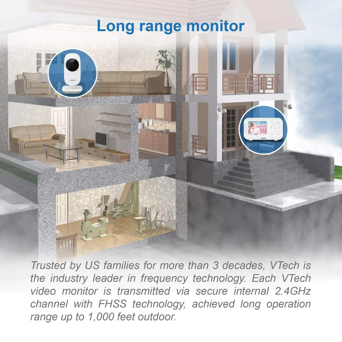 VTech VM3252 No WiFi Video Baby Monitor, 2.8" Screen | 1000ft Range, 480p Video, 2-Way Talk - view 3