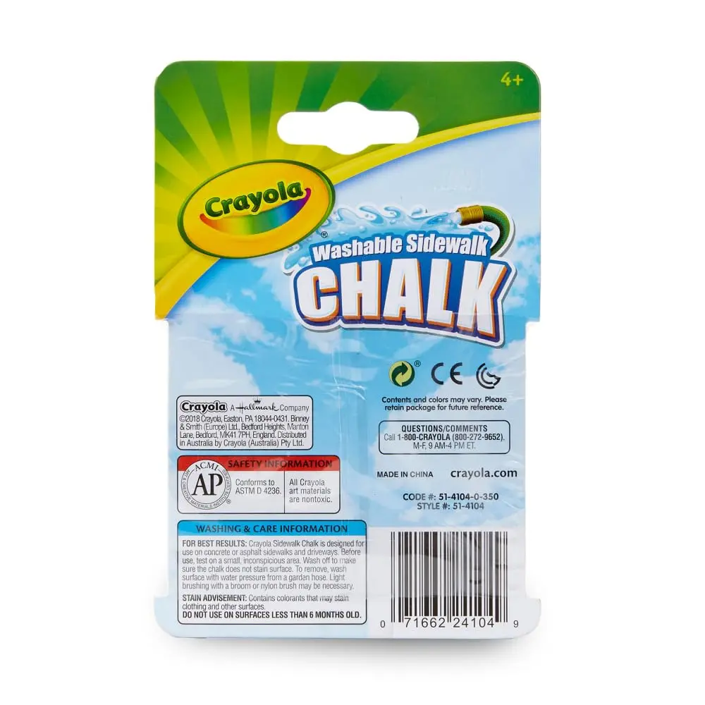 Crayola Sidewalk Chalk 4/Pkg, Multi | Washable Outdoor Art for Kids - view 3