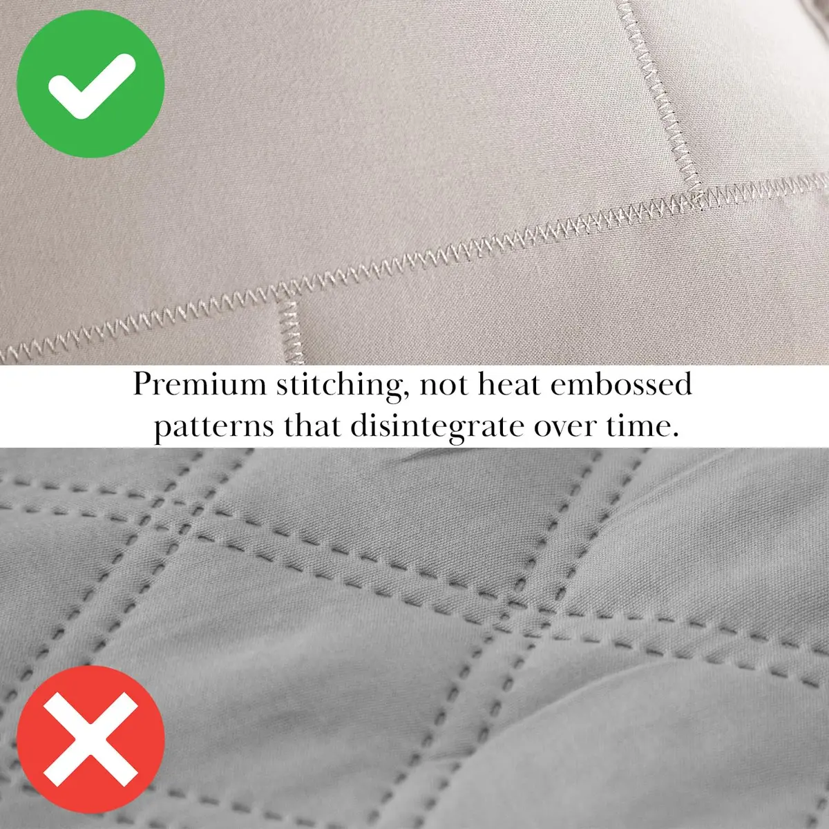 Southshore Fine Living Oversized Full / Queen Quilt Set with 2 Matching Quilted Pillow Shams, Bone | All-Season Microfiber Bedding - view 5