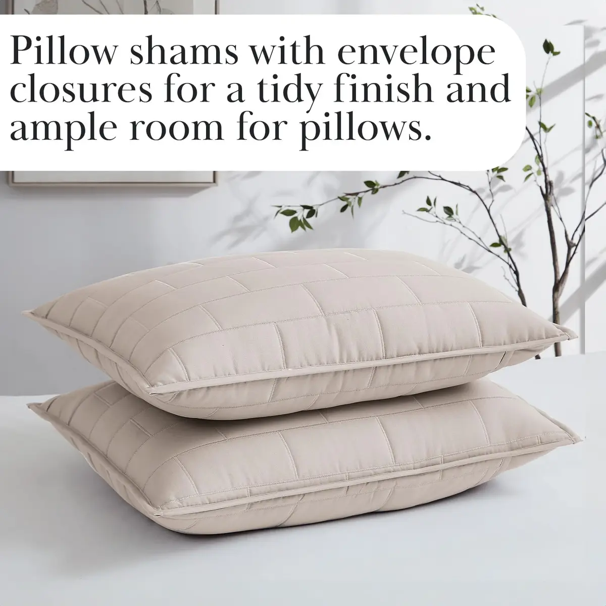 Southshore Fine Living Oversized Full / Queen Quilt Set with 2 Matching Quilted Pillow Shams, Bone | All-Season Microfiber Bedding - view 6