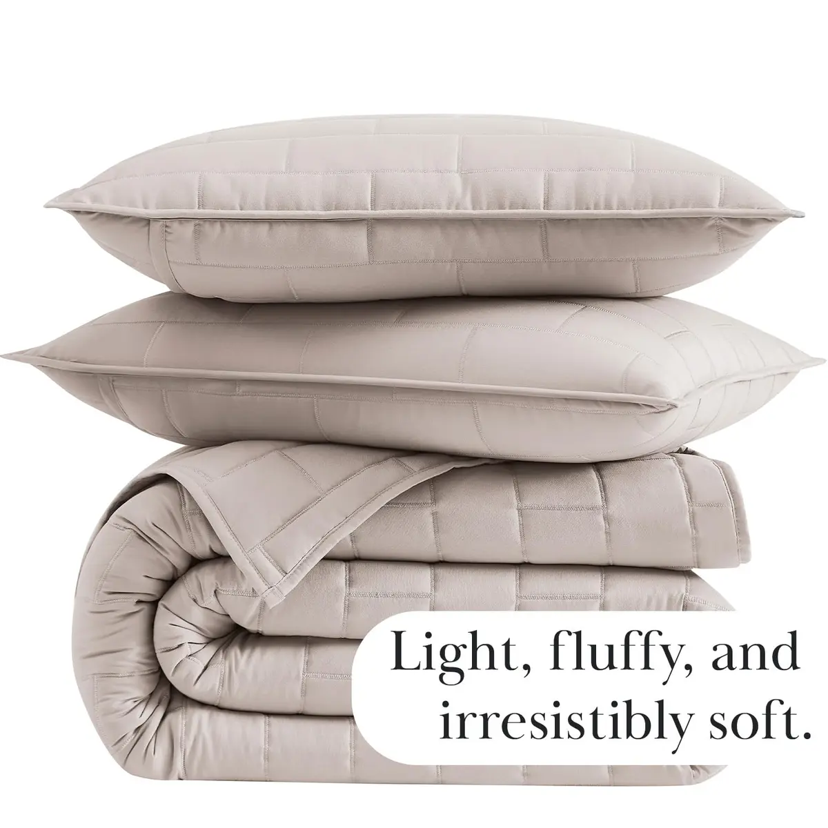 Southshore Fine Living Oversized Full / Queen Quilt Set with 2 Matching Quilted Pillow Shams, Bone | All-Season Microfiber Bedding - view 7