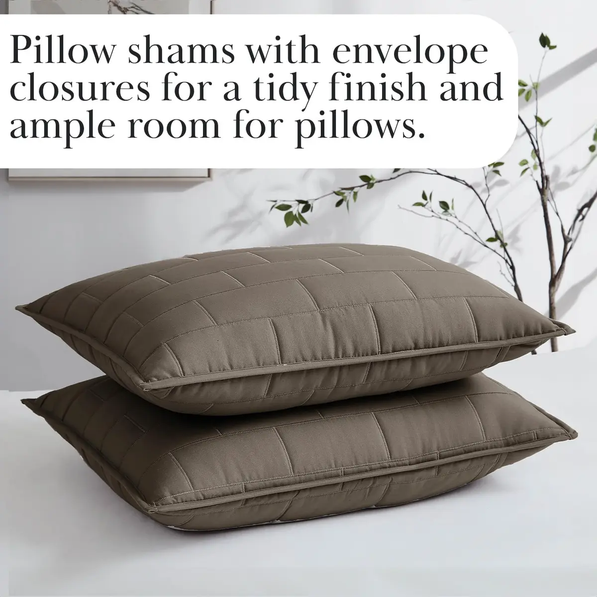 Southshore Fine Living Oversized Twin Quilt Bedding Set | Microfiber, Taupe, 68x98 in - view 6