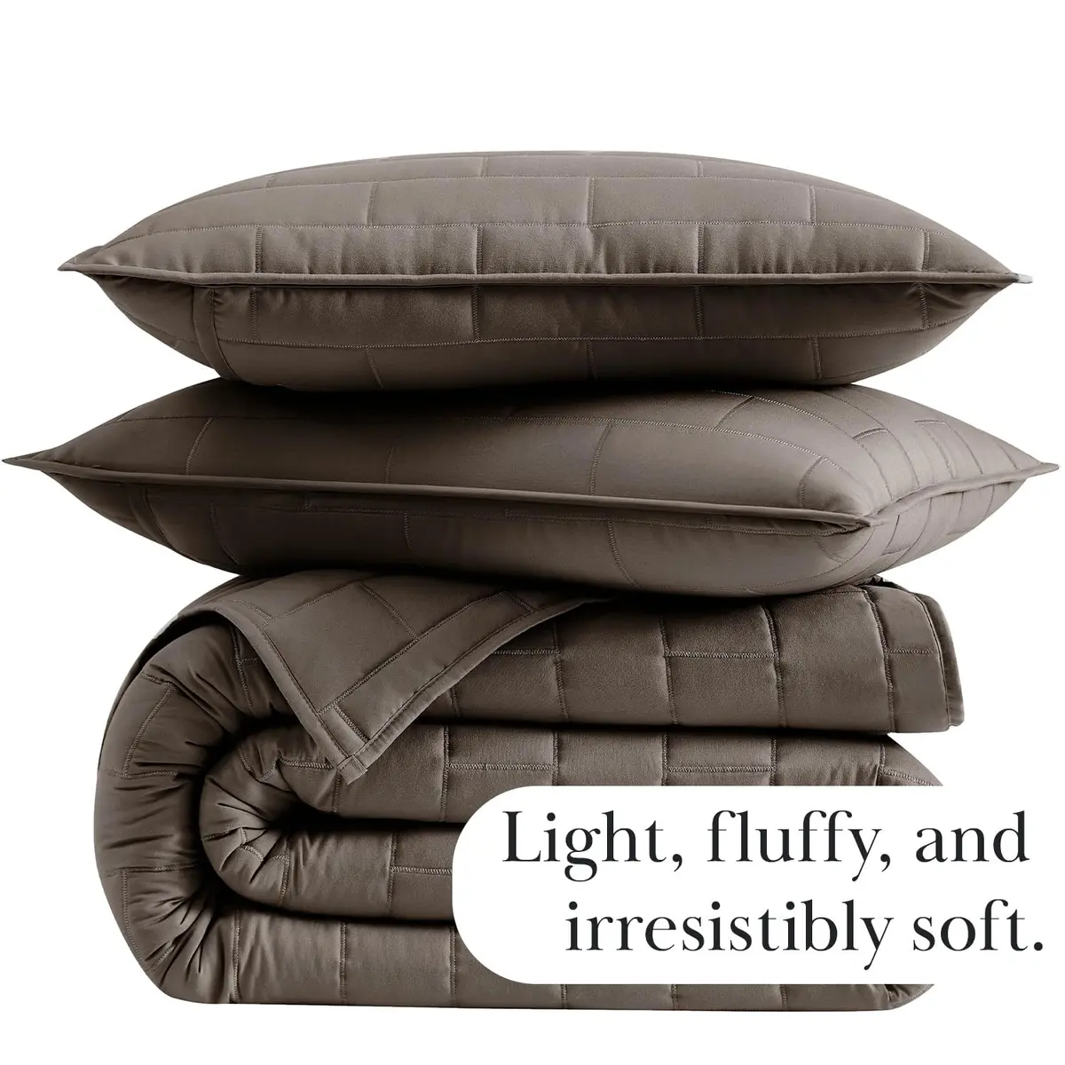 Southshore Fine Living Oversized Twin Quilt Bedding Set | Microfiber, Taupe, 68x98 in - view 7