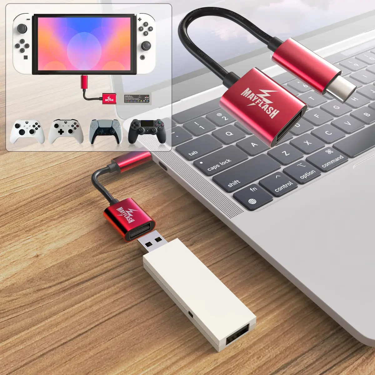MAYFLASH Magic NS Wireless Bluetooth Controller USB Adapter for Switch/2, Windows, Raspberry Pi, macOS, PS3, NEOGEO Mini - 7.3cm (2.9in) - view 3