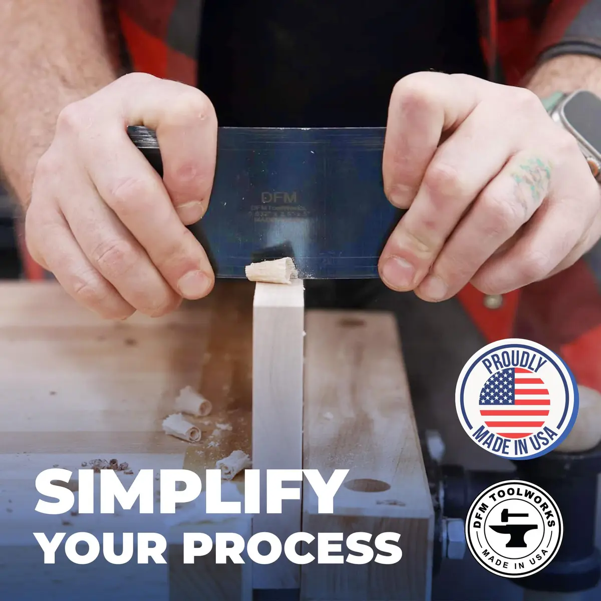 DFM Tool Works Rectangle Card Scraper 0.032" Blue | Precision Woodworking Tool for Hardwoods - view 3