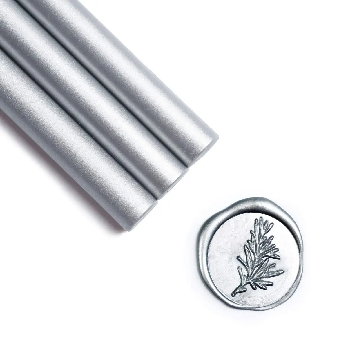 UNIQOOO Metallic Silver Sealing Wax Sticks for Glue Gun | 8 Sticks, 5.5" Length (0.43" Diameter) - main product image