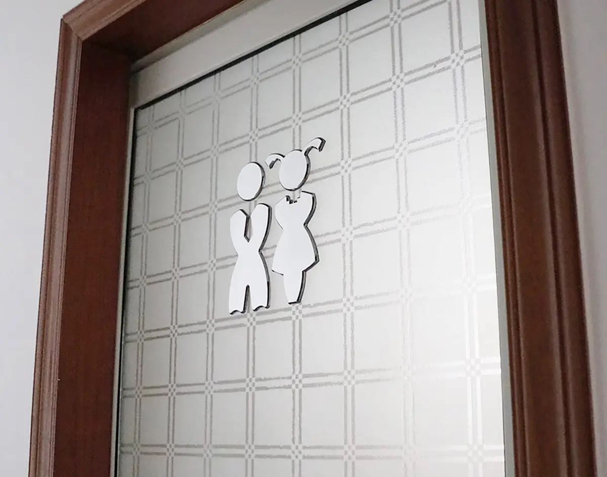 RJWKAZ Bathroom Signs Acrylic Adhesive Backed Unisex Sign 7" (Children Design) · Bathroom Sign for Home & Office - view 5
