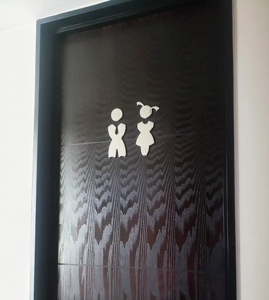 RJWKAZ Bathroom Signs Acrylic Adhesive Backed Unisex Sign 7" (Children Design) · Bathroom Sign for Home & Office - view 6