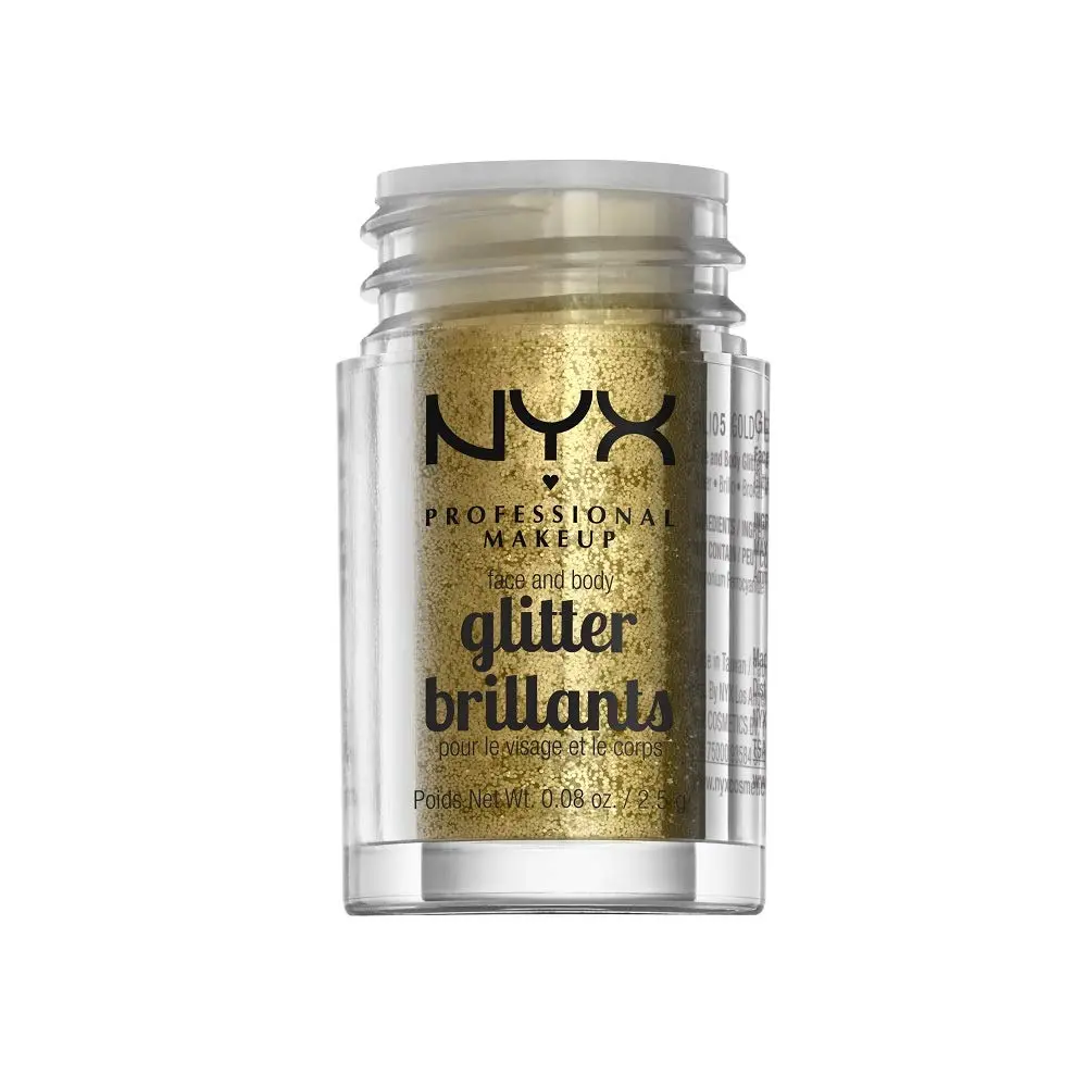 NYX PROFESSIONAL MAKEUP Face & Body Glitter, Gold | Sparkling Glitter for Face & Body in India - view 2