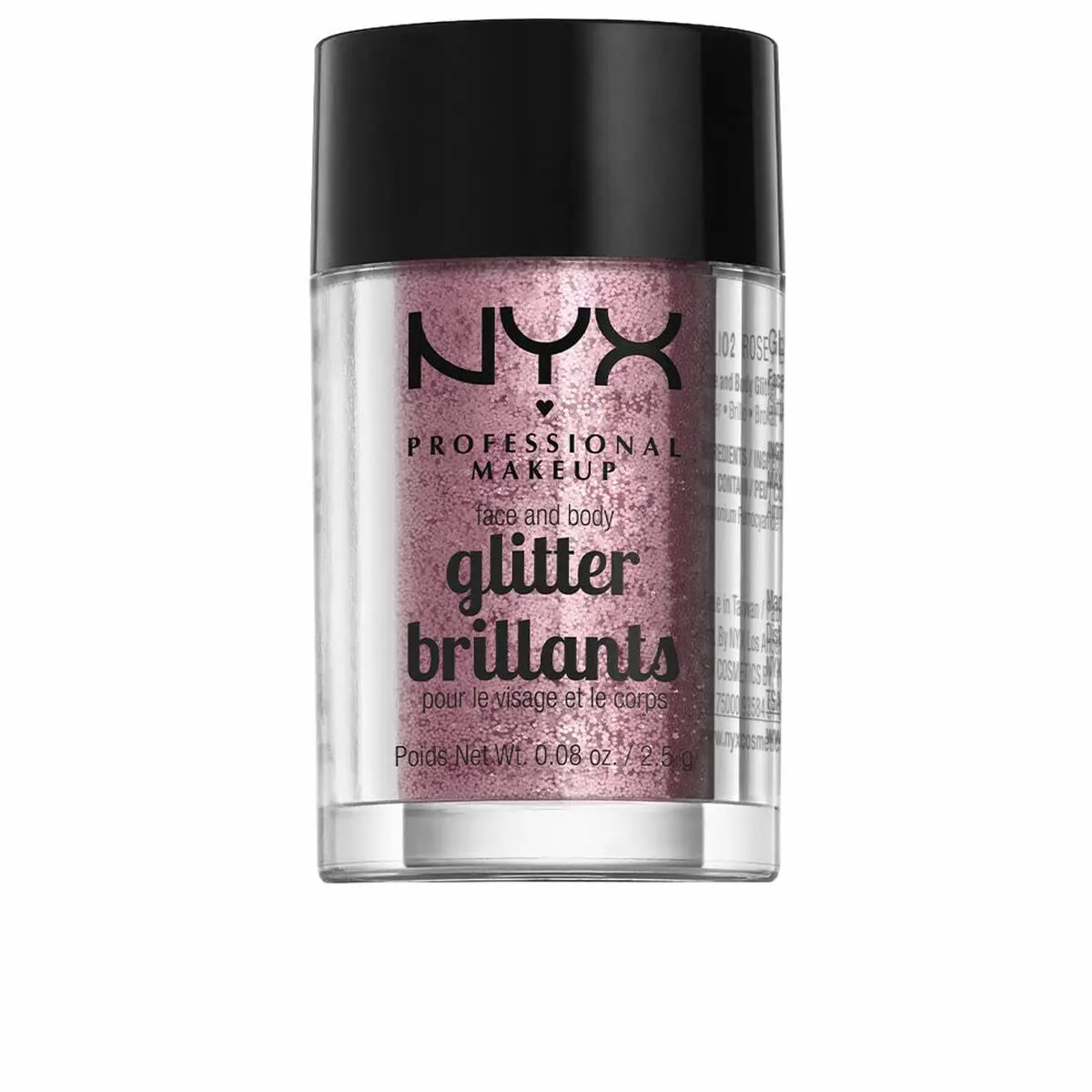NYX PROFESSIONAL MAKEUP Face & Body Glitter, Rose 2.5 ml (0.08 Fl Oz) | Shimmering Loose Glitter for Face and Body - main product image