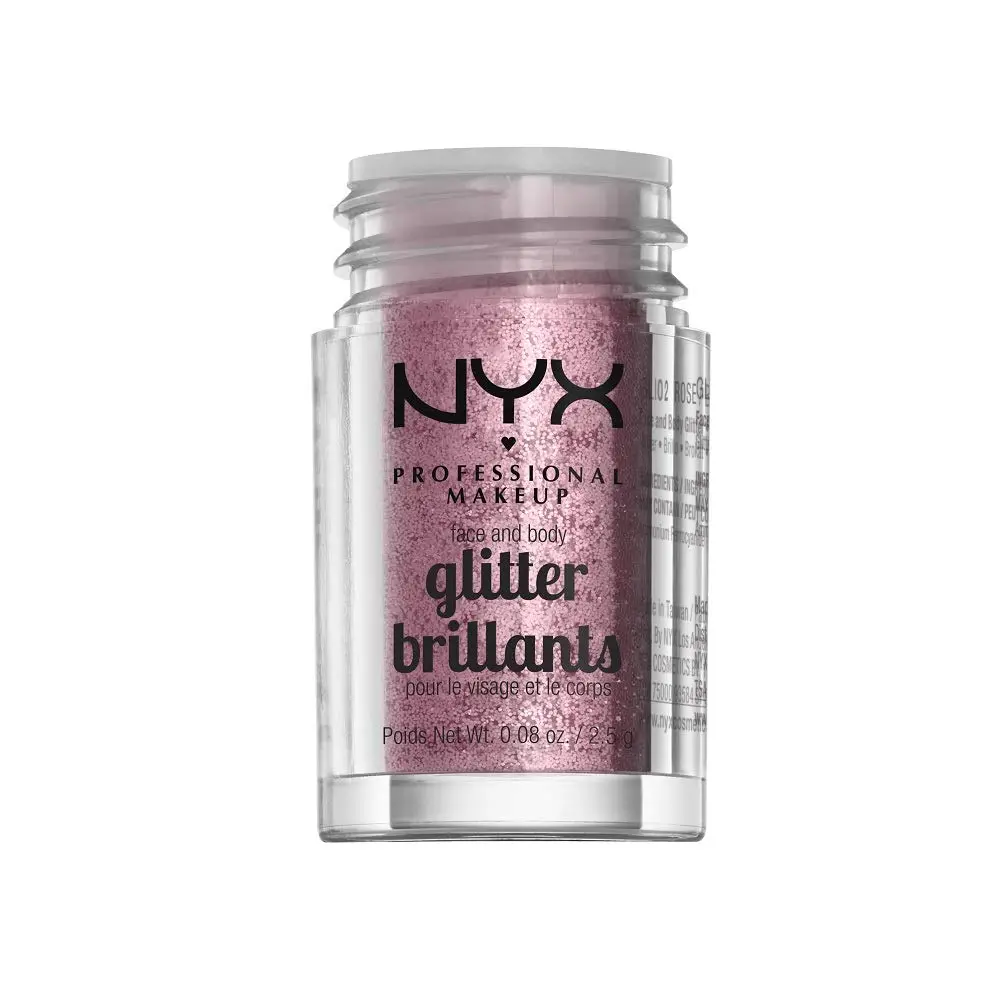 NYX PROFESSIONAL MAKEUP Face & Body Glitter, Rose 2.5 ml (0.08 Fl Oz) | Shimmering Loose Glitter for Face and Body - view 2