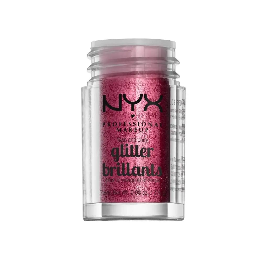 NYX PROFESSIONAL MAKEUP Face & Body Glitter, Red | Sparkling Scattered Sparkles for Festive Looks - view 2