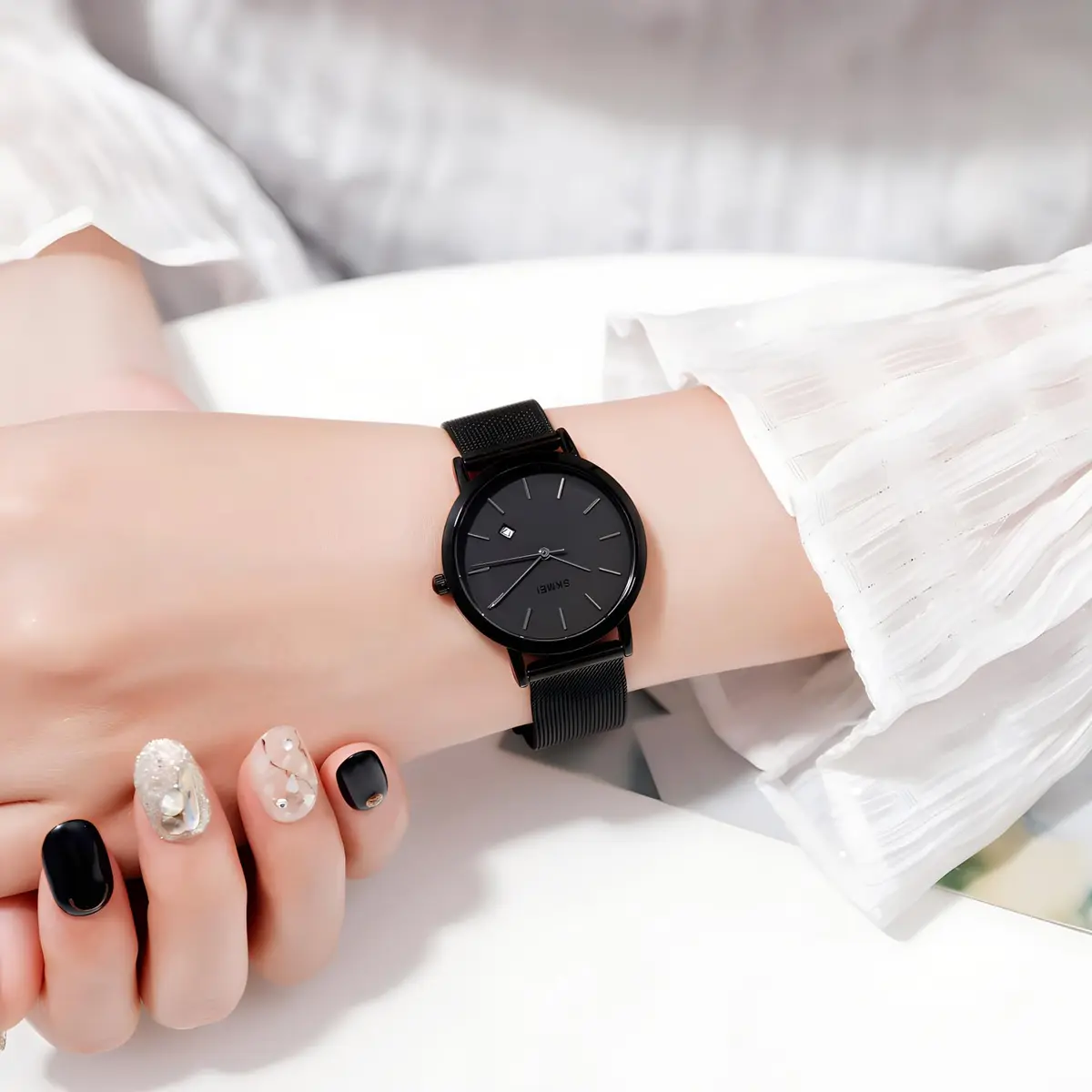 MASTOP Women's Ultra-Thin Petite Quartz Watch 33mm (1.3 inch) | Japanese Movement, Mesh Steel Bracelet - view 5