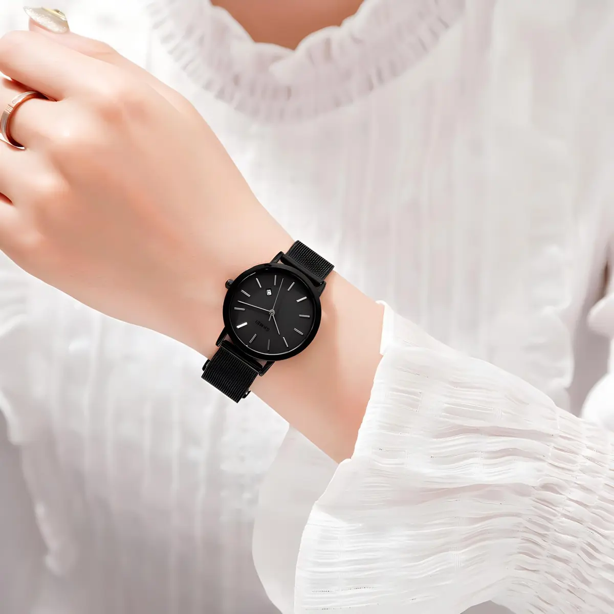 MASTOP Women's Ultra-Thin Petite Quartz Watch 33mm (1.3 inch) | Japanese Movement, Mesh Steel Bracelet - view 4