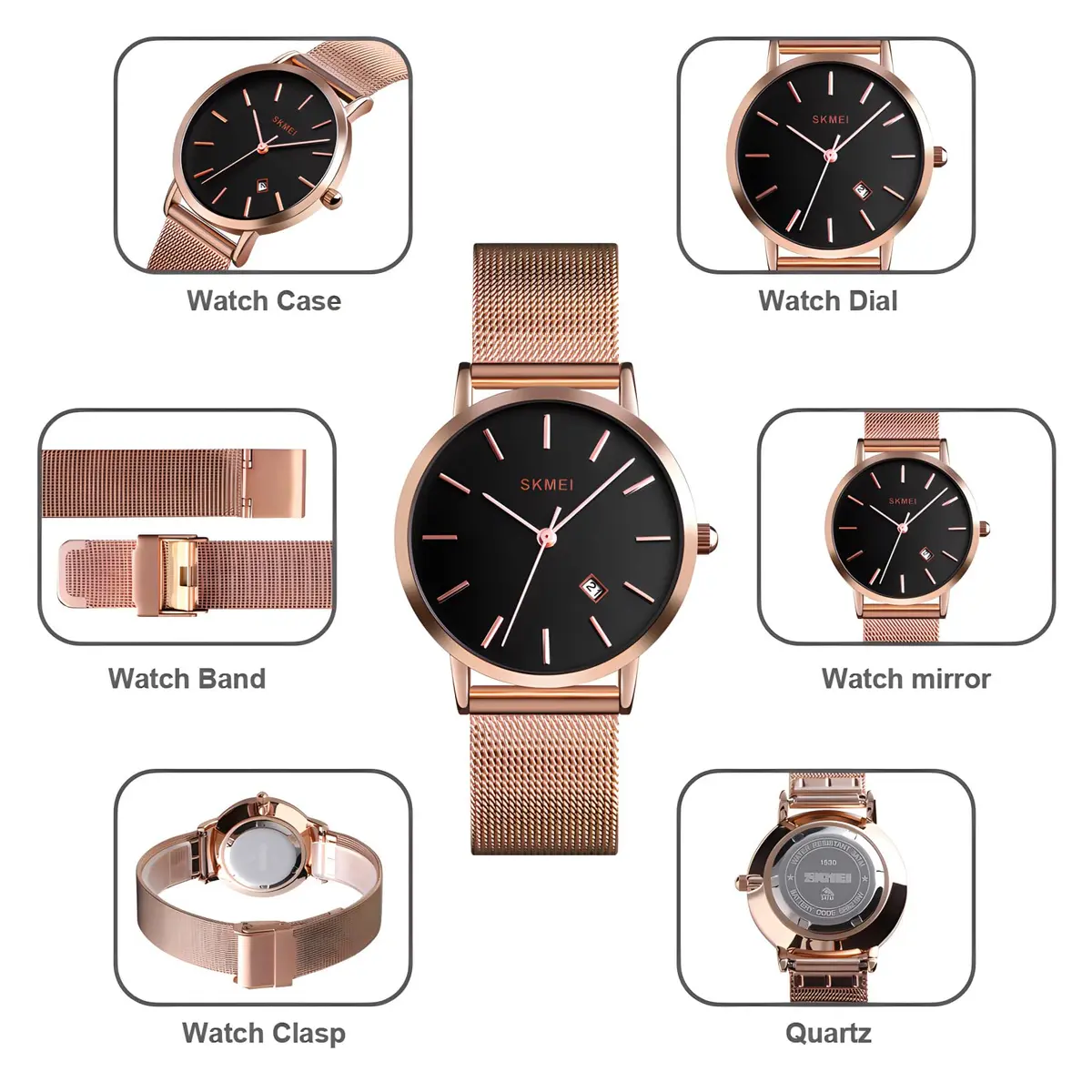 MASTOP Women's Ultra-Thin Quartz Watch 33mm Rose Gold | Japanese Movement - view 6