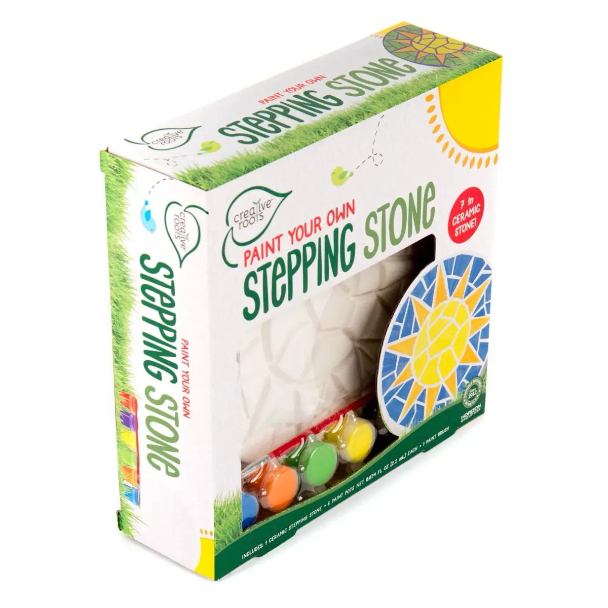 Creative Roots Mosaic Sun Stepping Stone Kit | 7-Inch Ceramic Stone & 6 Paints | DIY Garden Decor for Ages 8+ - view 7