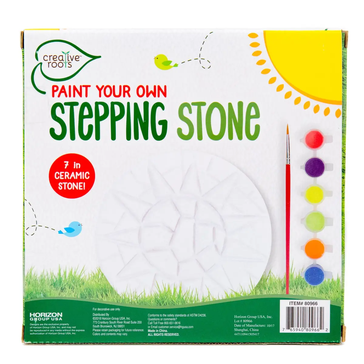 Creative Roots Mosaic Sun Stepping Stone Kit | 7-Inch Ceramic Stone & 6 Paints | DIY Garden Decor for Ages 8+ - view 8