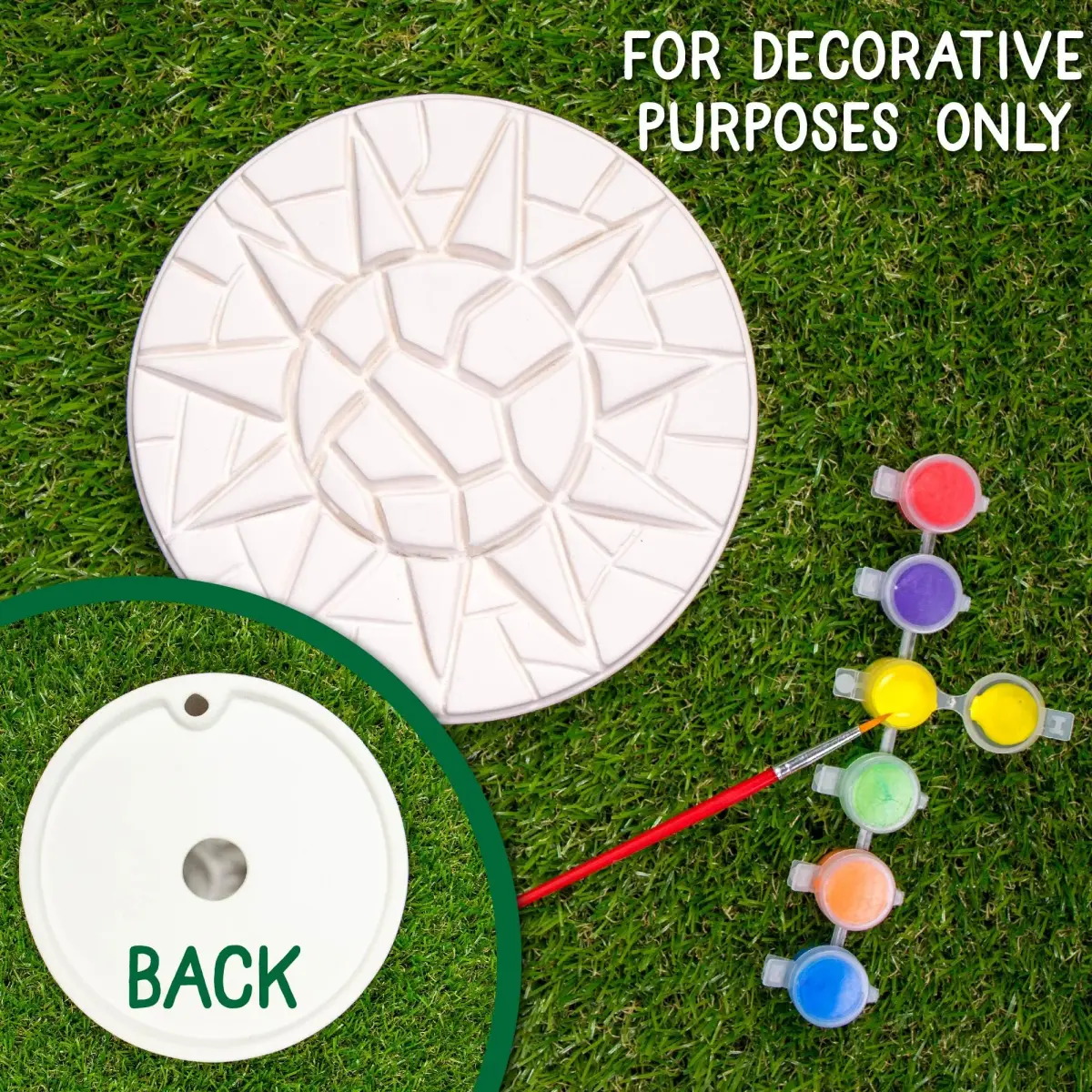 Creative Roots Mosaic Sun Stepping Stone Kit | 7-Inch Ceramic Stone & 6 Paints | DIY Garden Decor for Ages 8+ - view 2